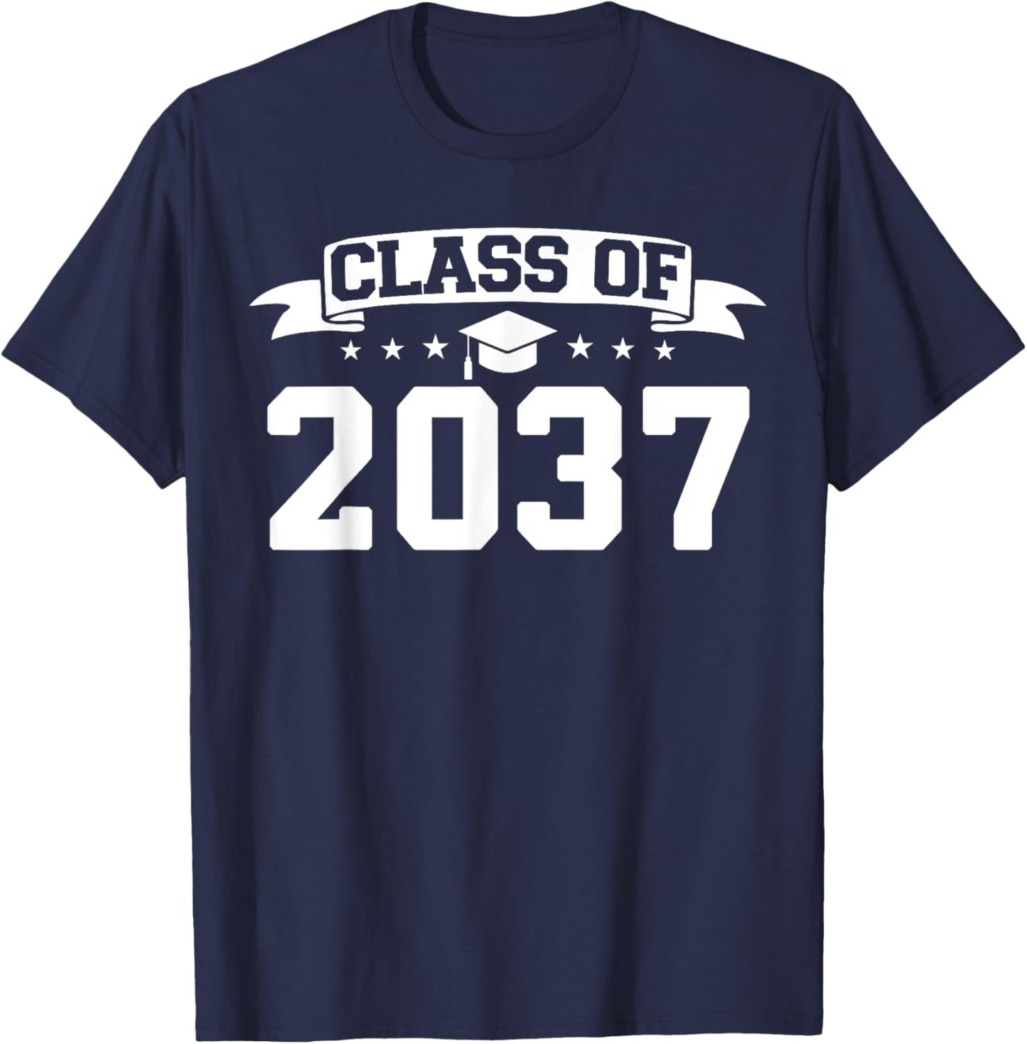 Class of 2037 Grow With Me Graduation First Day of School T-Shirt - T-Shirt | Navy