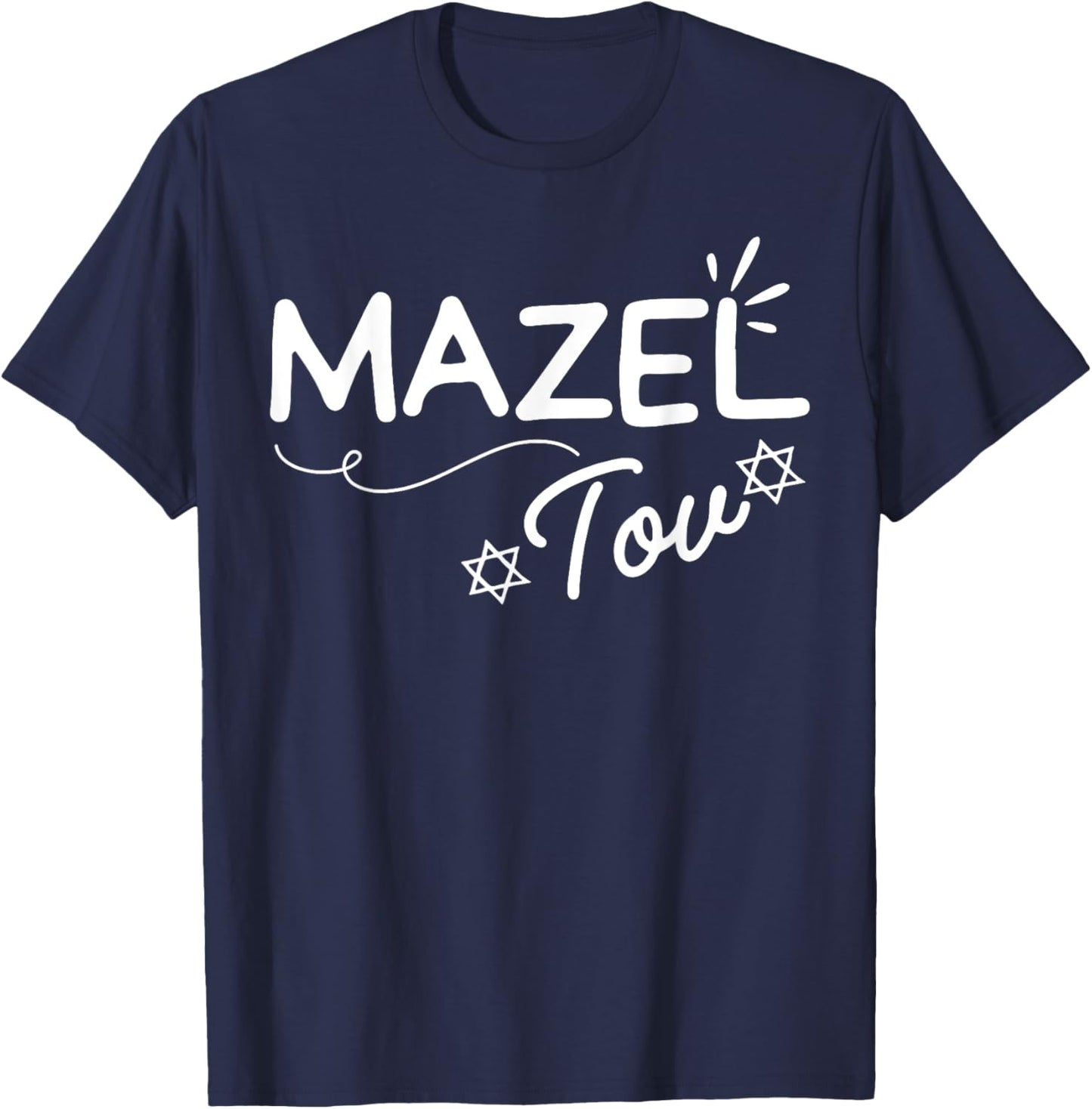 Festive Mazel Tov Funny Jewish Bat Bar-Mitzvah Wedding Party T-Shirt - T-Shirt | Navy