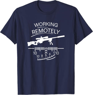 Working Remotely - Sniper - Remote Job Funny T-Shirt - T-Shirt | Navy