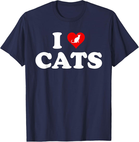 I Love Heart Cats T-Shirt - T-Shirt | Navy