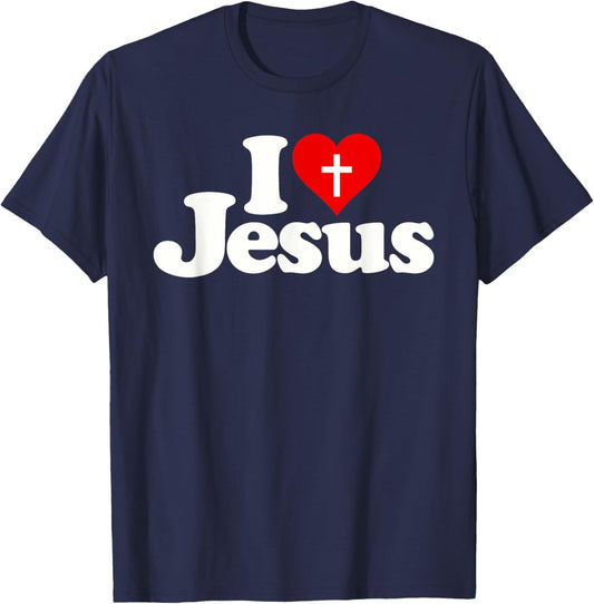 I Love Heart Jesus Christ T-Shirt - T-Shirt | Navy