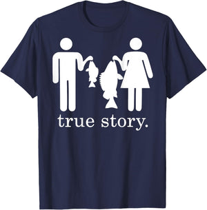 True story fishing husband and wife T-Shirt - T-Shirt | Navy