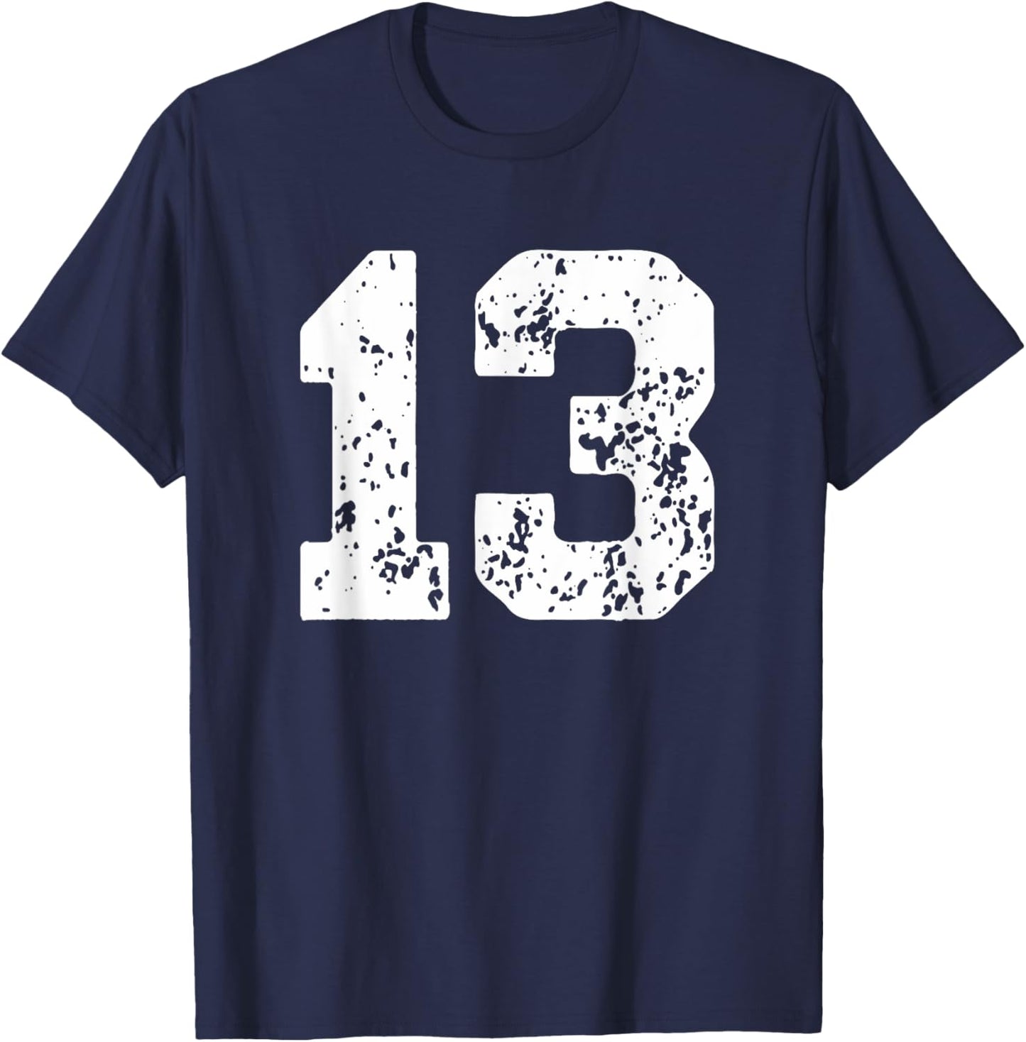 Number 13 White Best Classic College Style Birthday Funny T-Shirt - T-Shirt | Navy