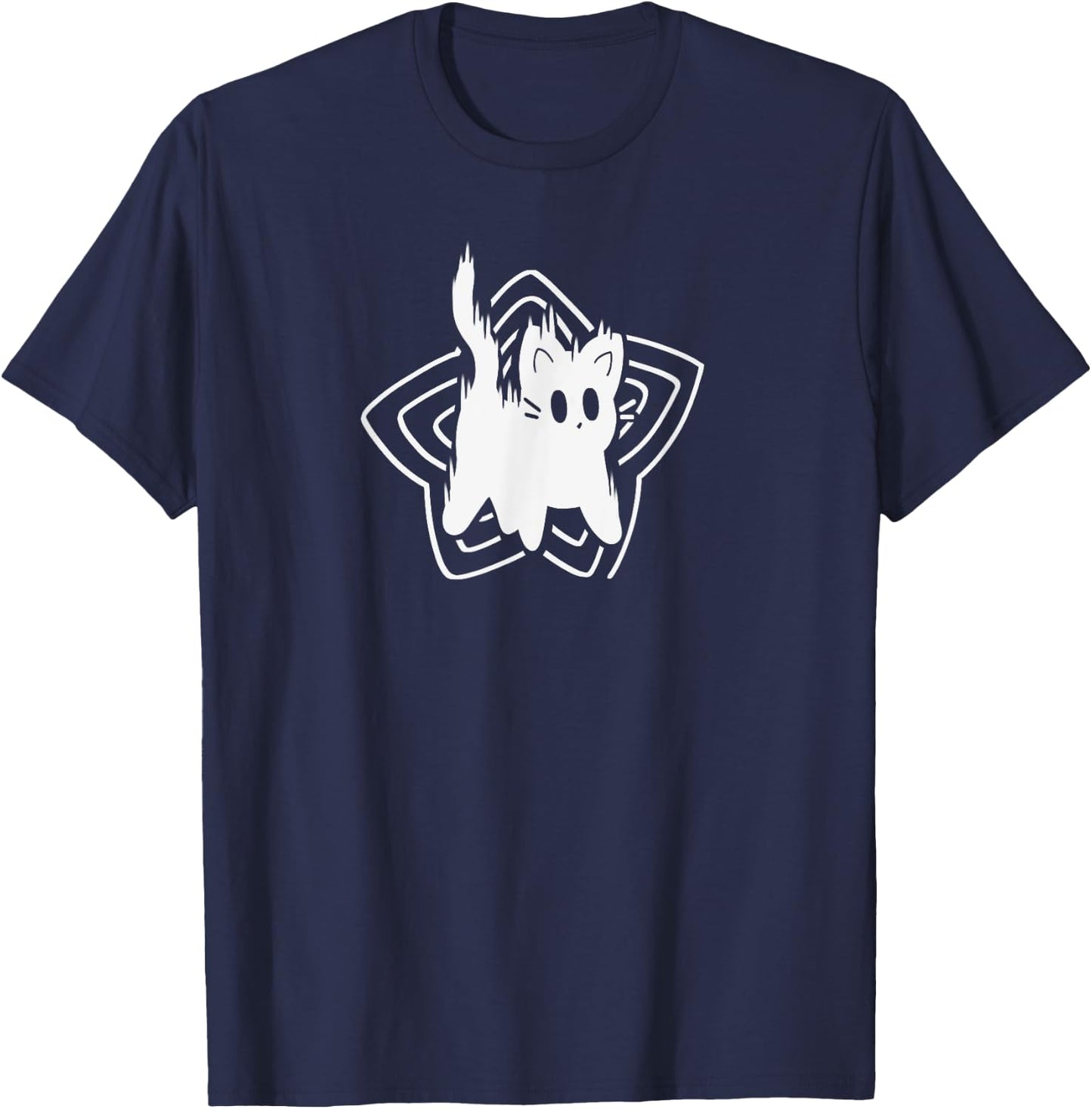 90s Y2K Cute Scary Scared Cat Tomcat Women Kids T-Shirt - T-Shirt | Navy
