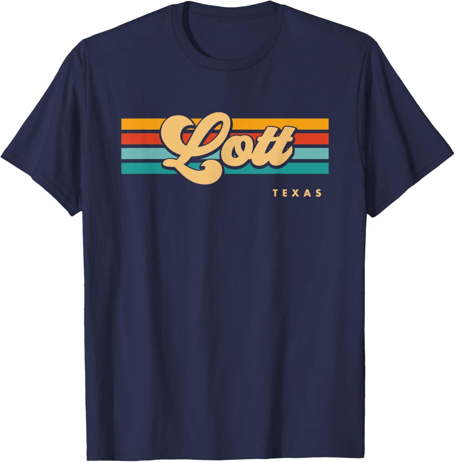 Vintage Sunset Stripes Lott, Texas T-Shirt - T-Shirt | Navy