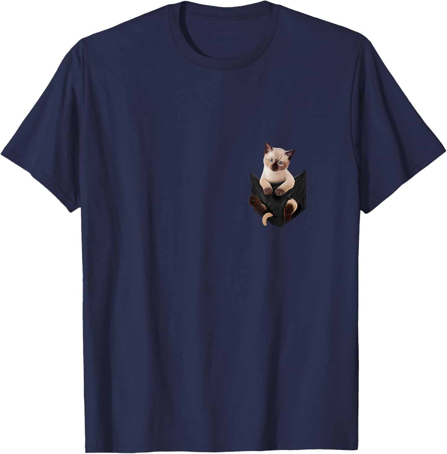 Cat Lovers Gifts Siamese In Pocket Funny Kitten Face T-Shirt - T-Shirt | Navy