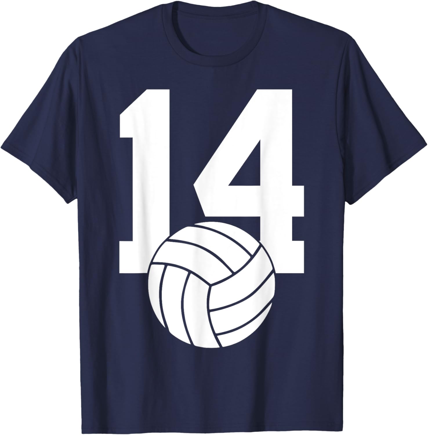 Number 14 Volleyball 14th Birthday T-Shirt - T-Shirt | Navy