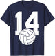 Number 14 Volleyball 14th Birthday T-Shirt - T-Shirt | Navy