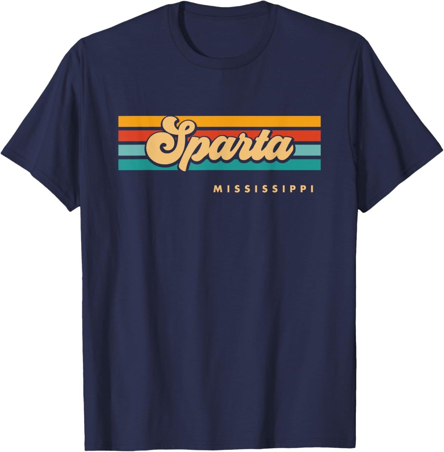 Vintage Sunset Stripes Sparta, Mississippi T-Shirt - T-Shirt | Navy