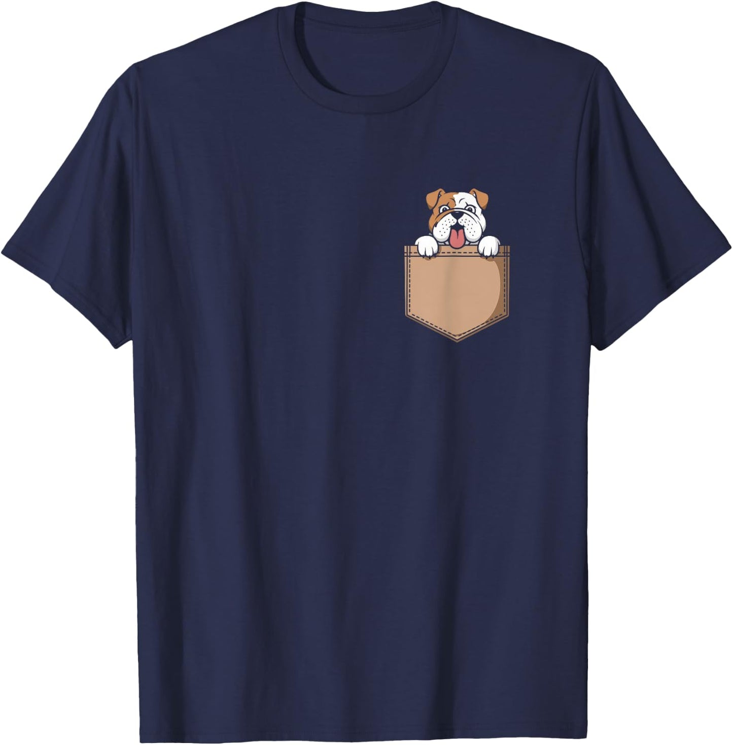Bulldogs In Pocket Dog Owner Cute Puppy Lover Women Kids T-Shirt - T-Shirt | Navy
