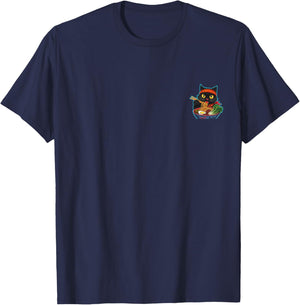 Cat Ramen Noodle Japanese Manga Cat T-Shirt - T-Shirt | Navy