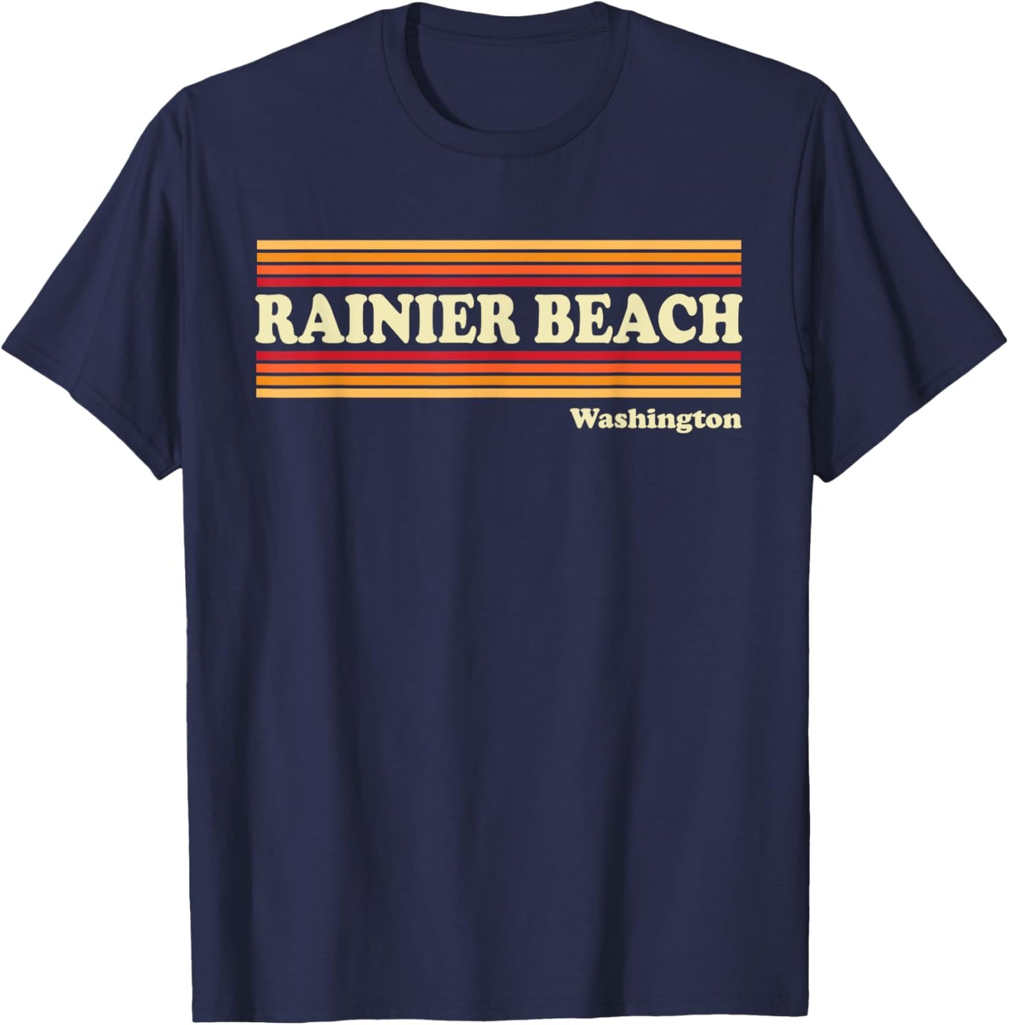 Vintage 1980s Graphic Style Rainier Beach, Washington Men Women T-Shirt - T-Shirt | Navy