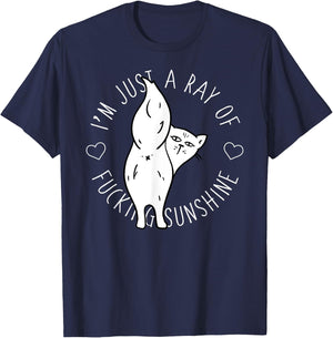 Salty Cat Ray of Fucking Sunshine Shirt Swear Offensive Men Women T-Shirt - T-Shirt | Navy