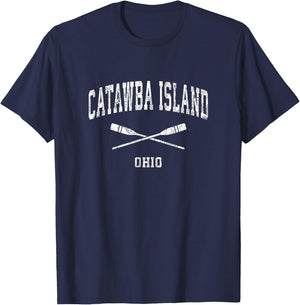 Catawba Island Ohio Vintage Nautical Paddles Sports Oars T-Shirt - T-Shirt | Navy