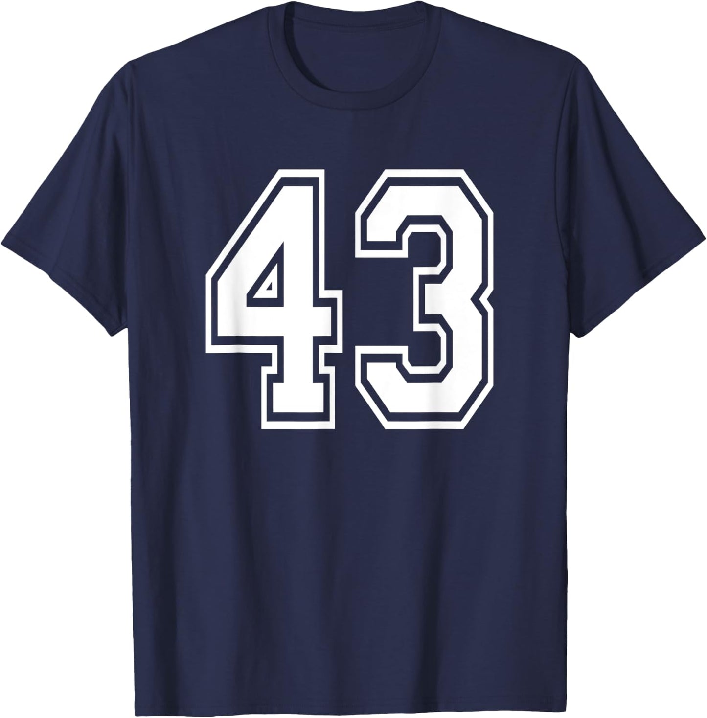 Number 43 Numbered Uniform Sports Jersey Team 43rd Birthday T-Shirt - T-Shirt | Navy