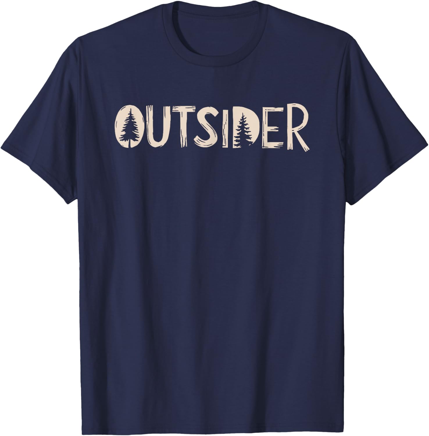 Outsider Mountains Forest Fishing Camping Hiking Wilderness T-Shirt - T-Shirt | Navy