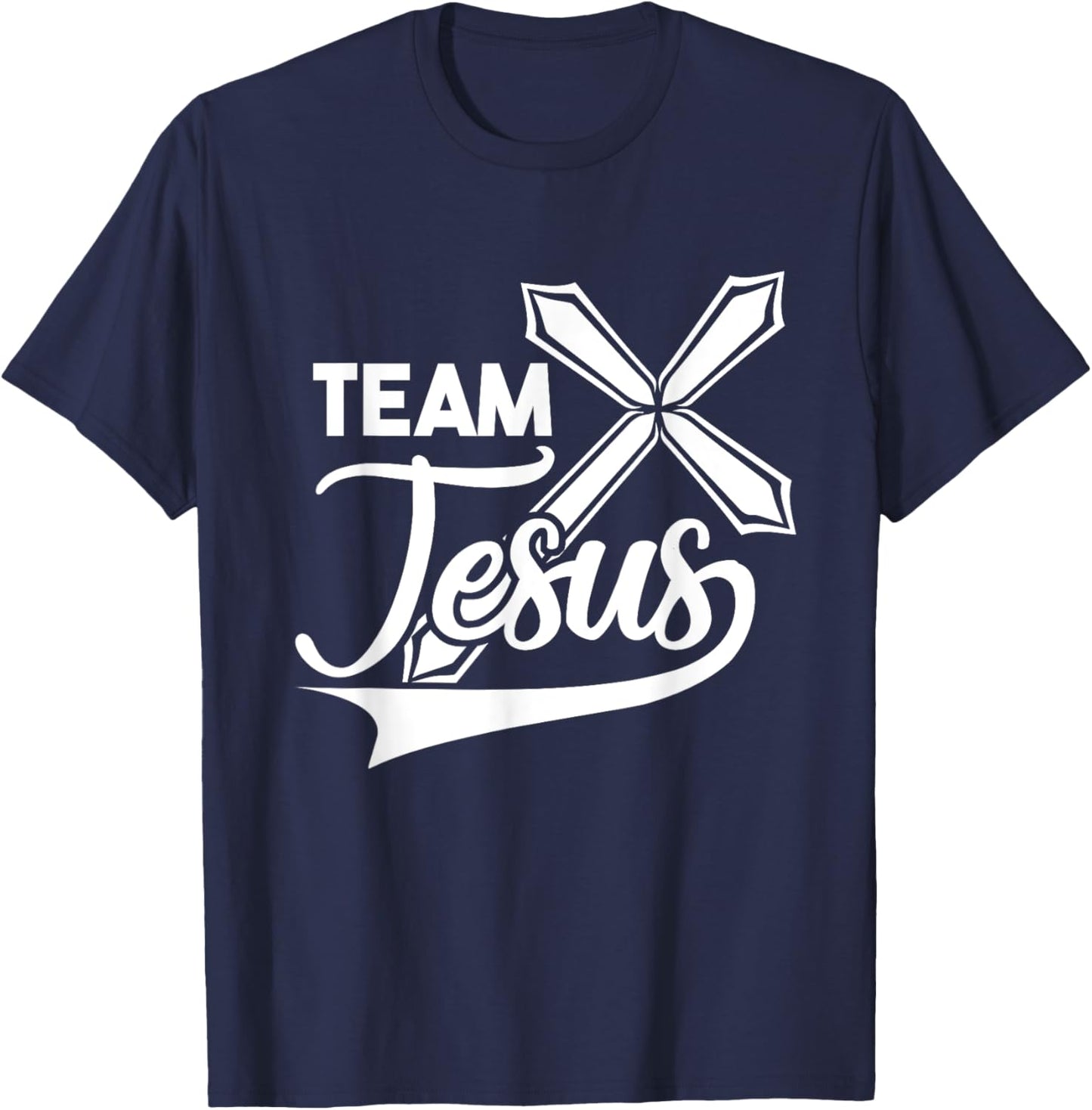 Sport Team Jesus Christian Faith Cross Christ Rise-Up T-Shirt - T-Shirt | Navy