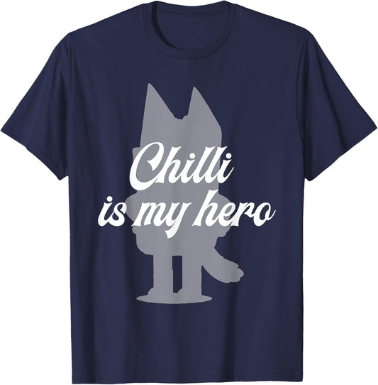 Chilli Is My Hero - Funny Kid's Show Mom - Blue Heeler Dog T-Shirt - T-Shirt | Navy