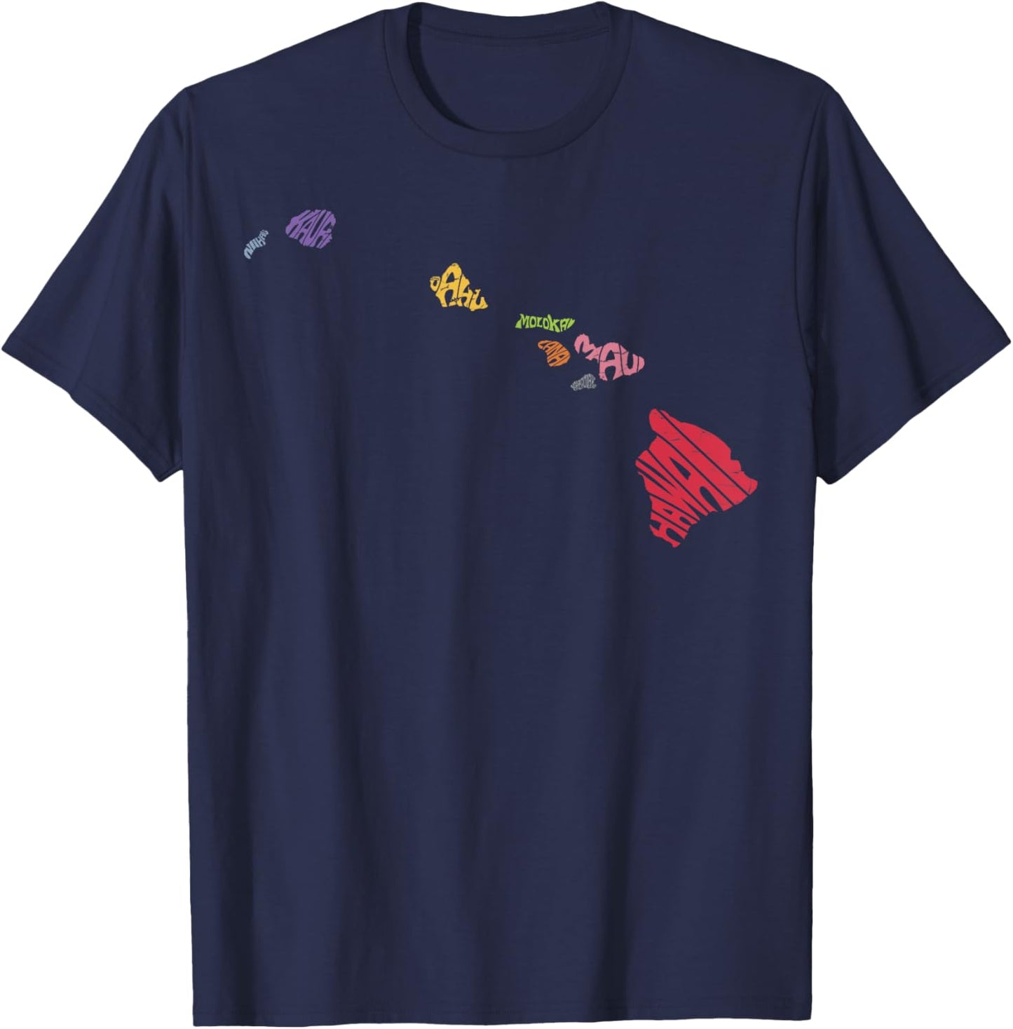 Aloha Hawaii State Map Hawaiian Summer Family Vacation T-Shirt - T-Shirt | Navy