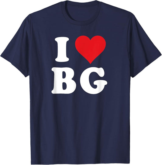 I Heart BG Initials I Love B.G. First And Last Name B G T-Shirt - T-Shirt | Navy