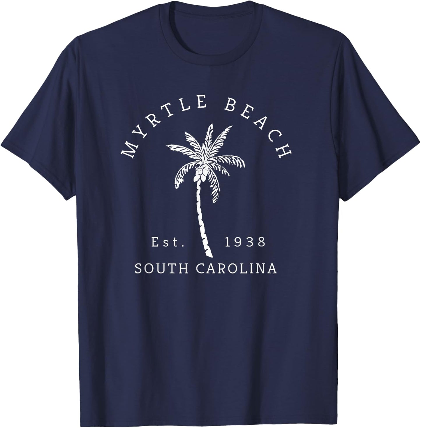 Retro Cool Original Myrtle Beach SC Palm Tree Novelty T-Shirt - T-Shirt | Navy