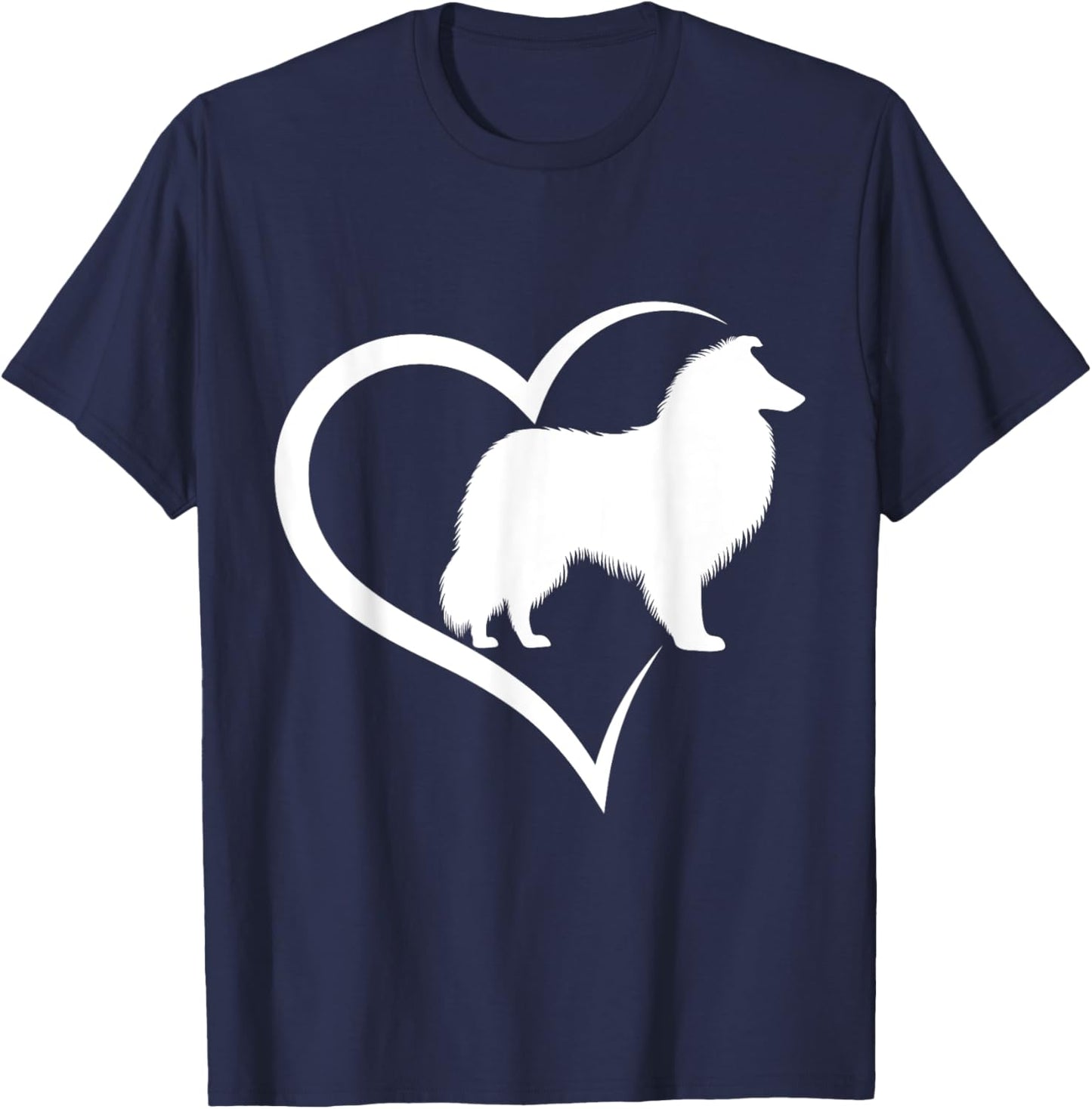 Rough Collie Silhouette Heart Love Dog Men Women Girls Kids T-Shirt - T-Shirt | Navy