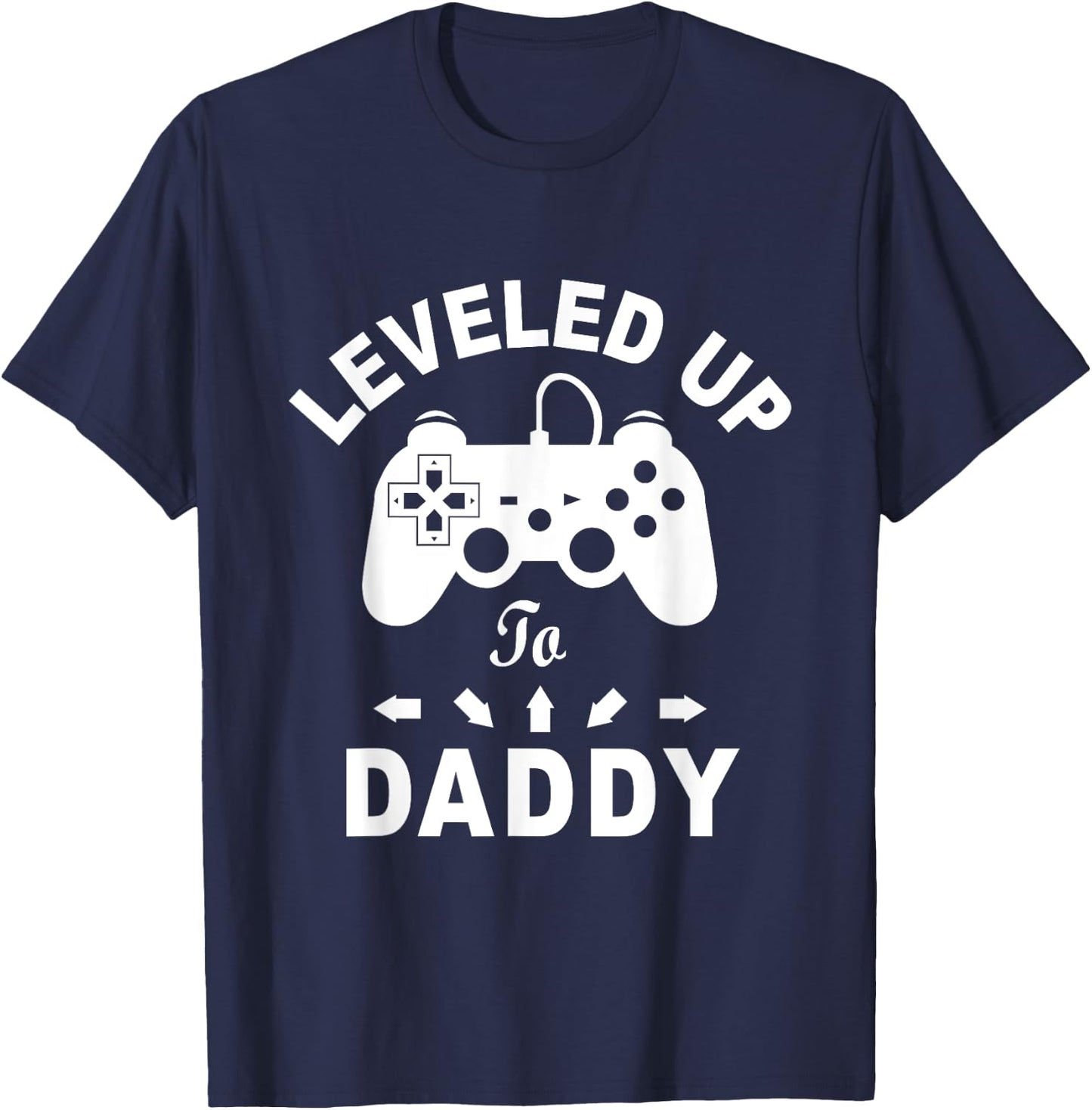 A And E Creative Men's Black Gamer Leveled Up To Daddy Video Game Dad T-Shirt - T-Shirt | Navy