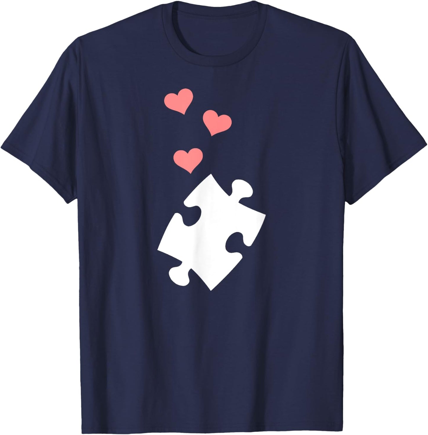 Jigsaw puzzle piece hearts T-Shirt - T-Shirt | Navy