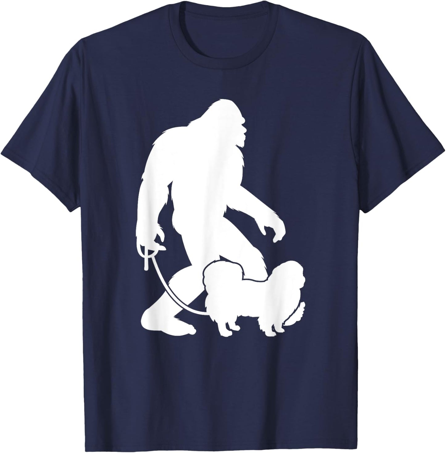 Bigfoot Walking Pekingese Dog T-Shirt - T-Shirt | Navy