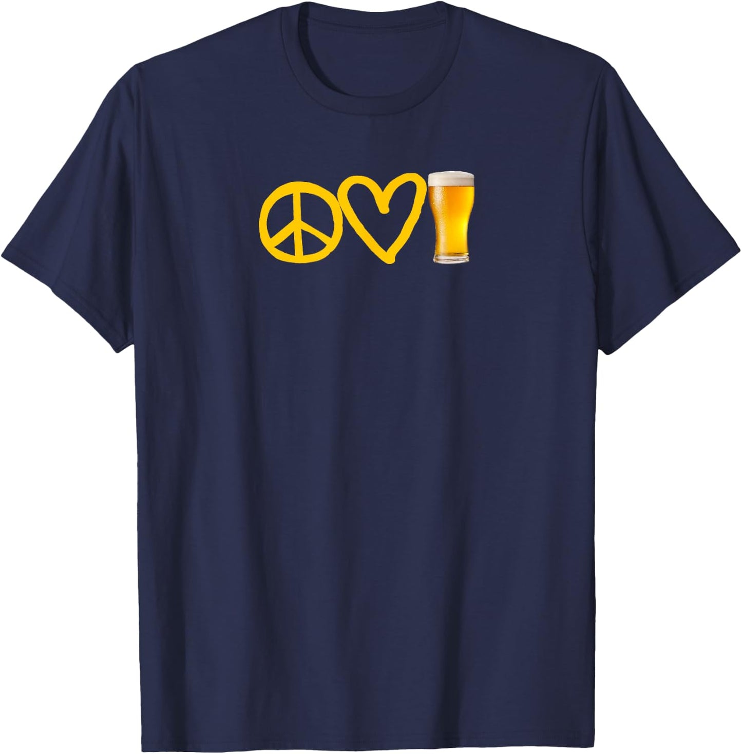 Peace Love Beer Symbols T-Shirt - T-Shirt | Navy