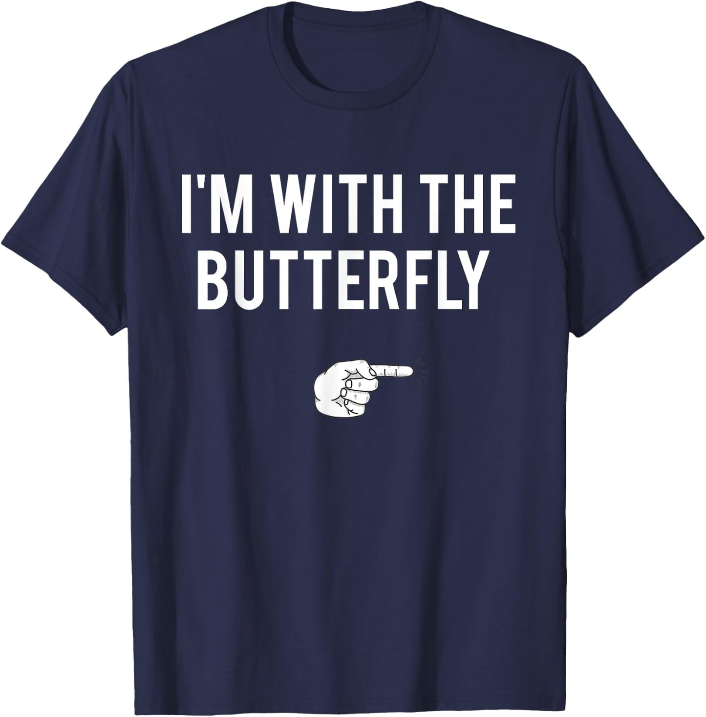 I'm With Butterfly Halloween Costume Party Matching Couple T-Shirt - T-Shirt | Navy