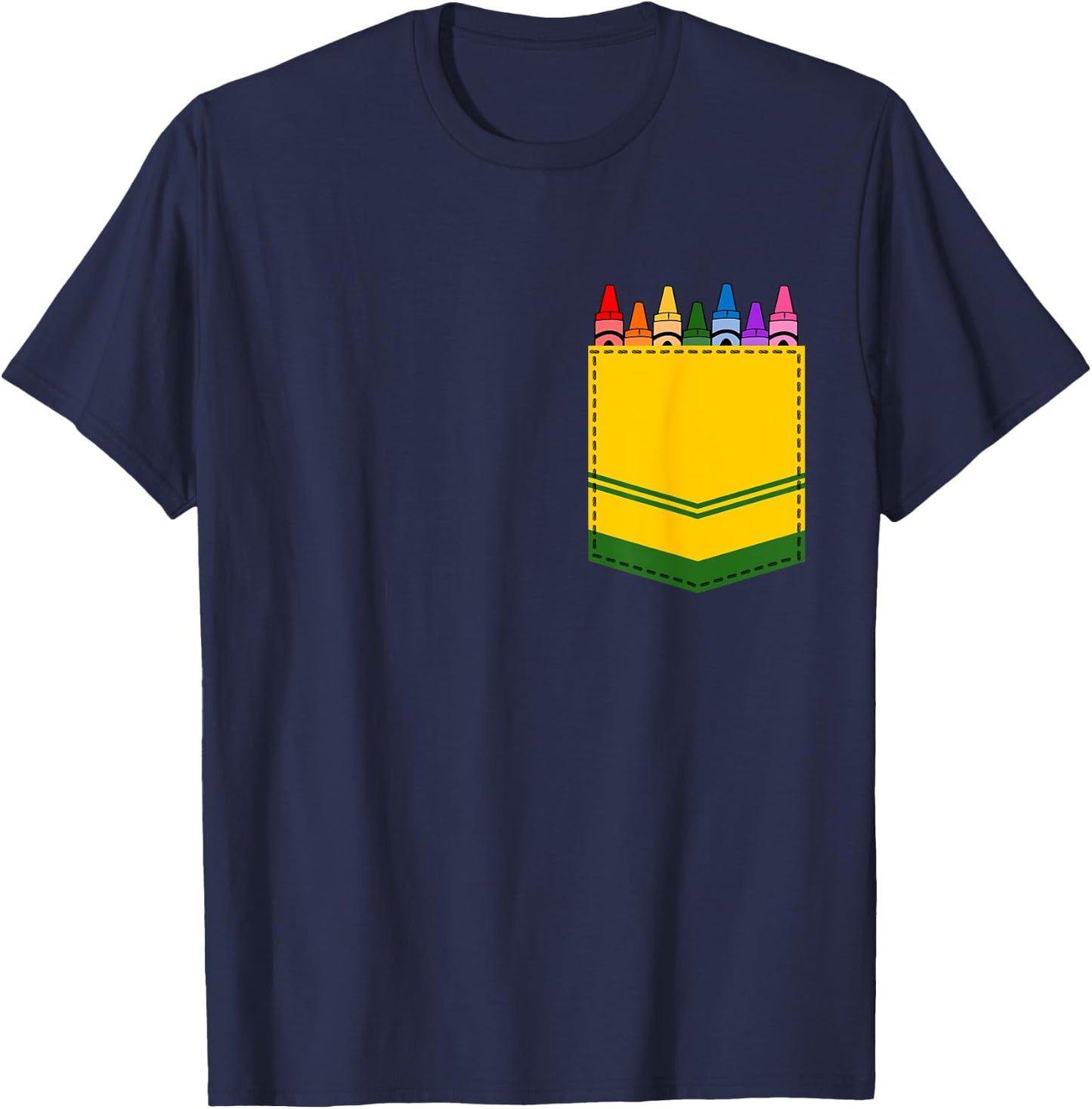 Crayon Box Pocket Teacher Gift Costume Men Women Kids T-Shirt - T-Shirt | Navy