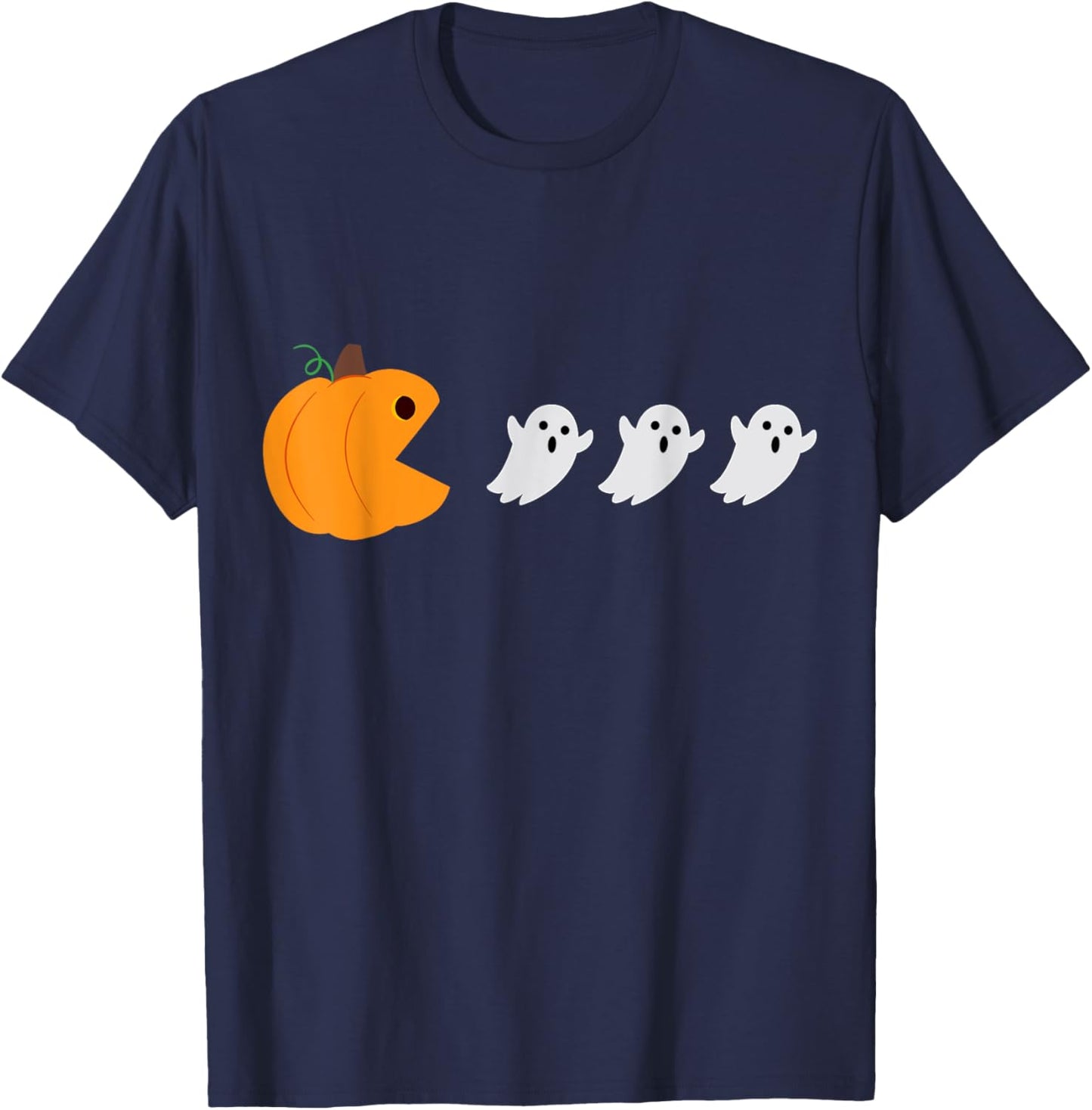 Pumpkin Ghost Retro Video Game Costume Funny Halloween Gifts T-Shirt - T-Shirt | Navy