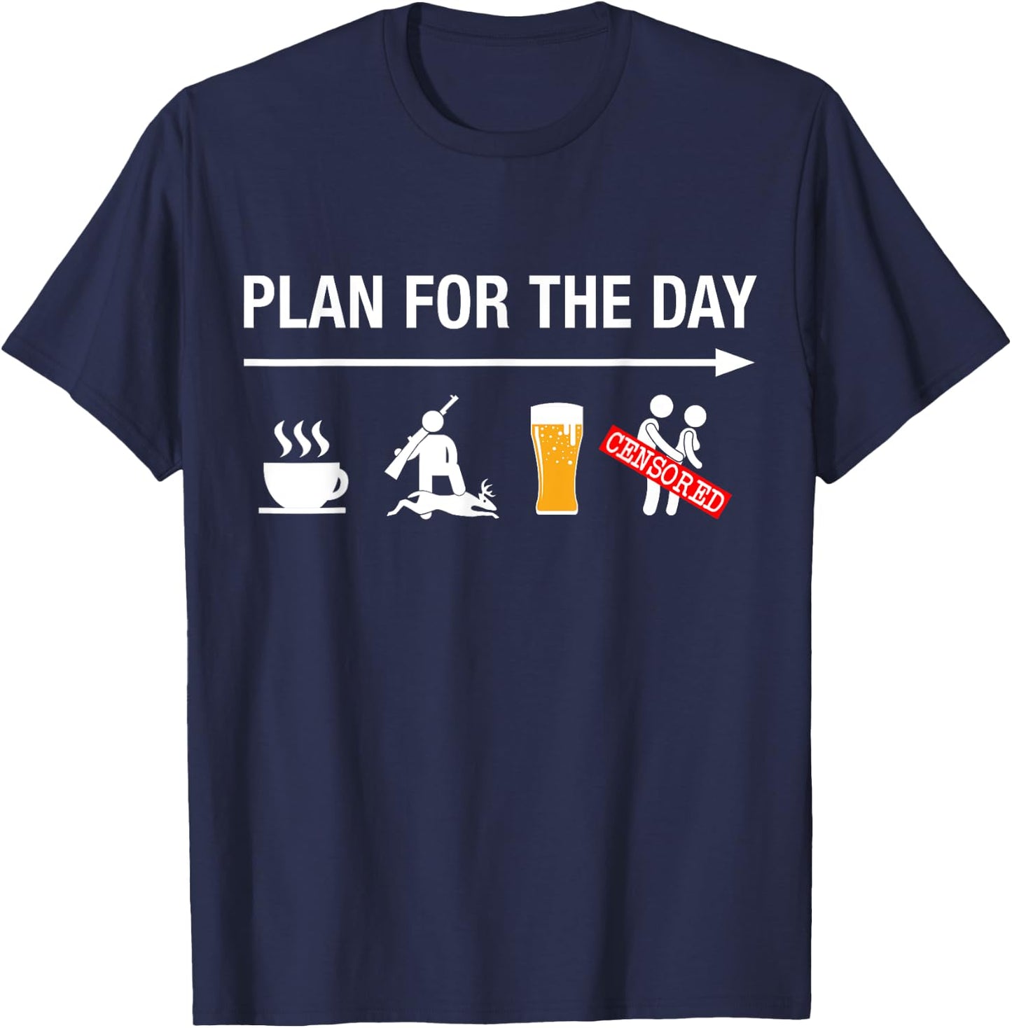 Funny Deer Hunting Shirts Coffee Hunt Beer Gifts T-Shirt - T-Shirt | Navy