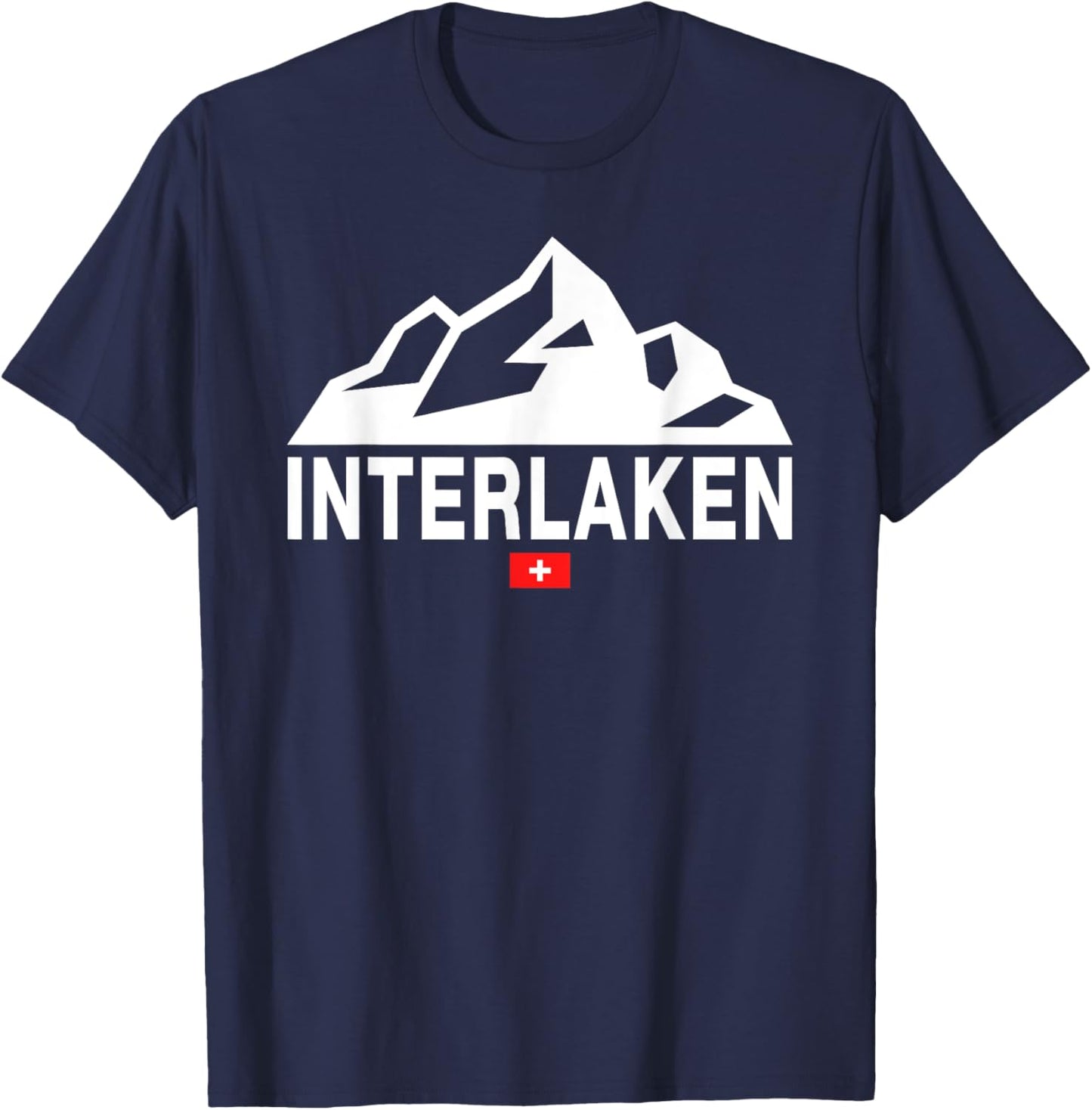 Interlaken Switzerland Swiss Flag Swiss Mountains T-Shirt - T-Shirt | Navy