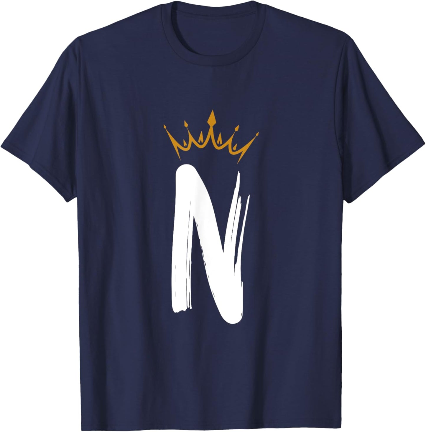 Queen King Letter N - Favorite Letter With Crown Alphabet T-Shirt - T-Shirt | Navy