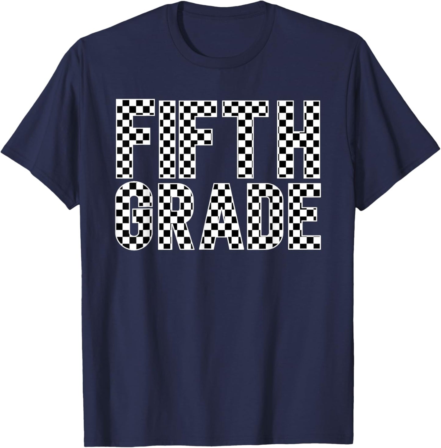 Checkered Fifth Grade Back to School Shirt Teacher Kids T-Shirt - T-Shirt | Navy