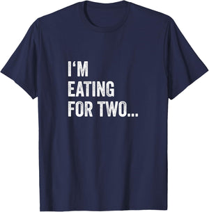 Eating For Two Drinking For Three Couples Shirts | Her T-Shirt - T-Shirt | Navy