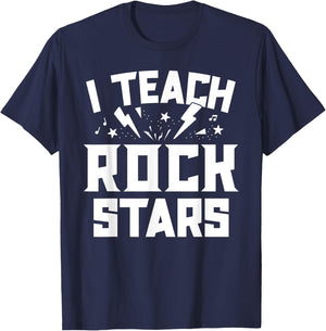 I Teach Rockstars Music Teacher Appreciation Choir Band Women Girls Kids T-Shirt - T-Shirt | Navy