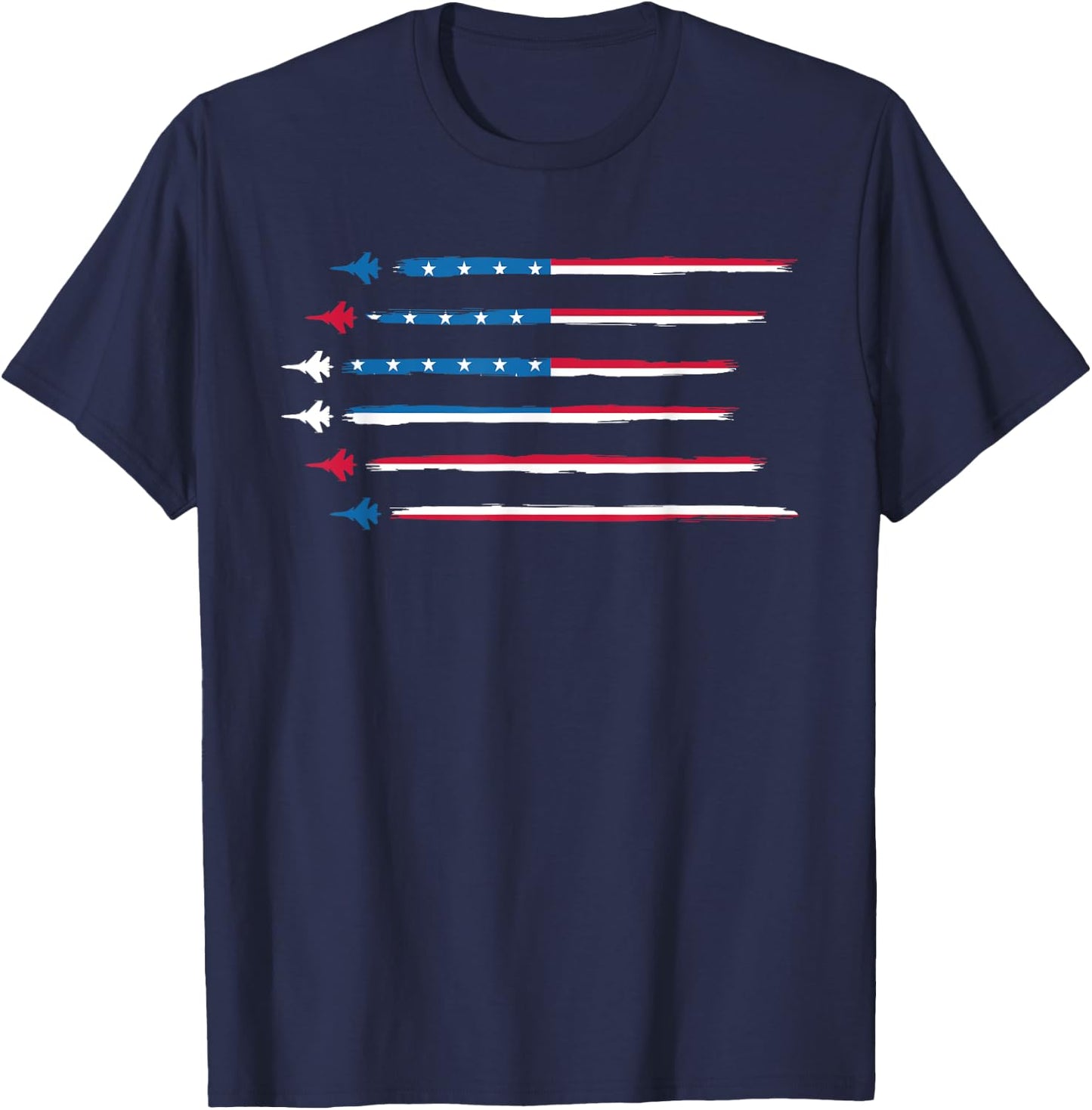 American Flag Military Jet Plane Aviation T-Shirt - T-Shirt | Navy