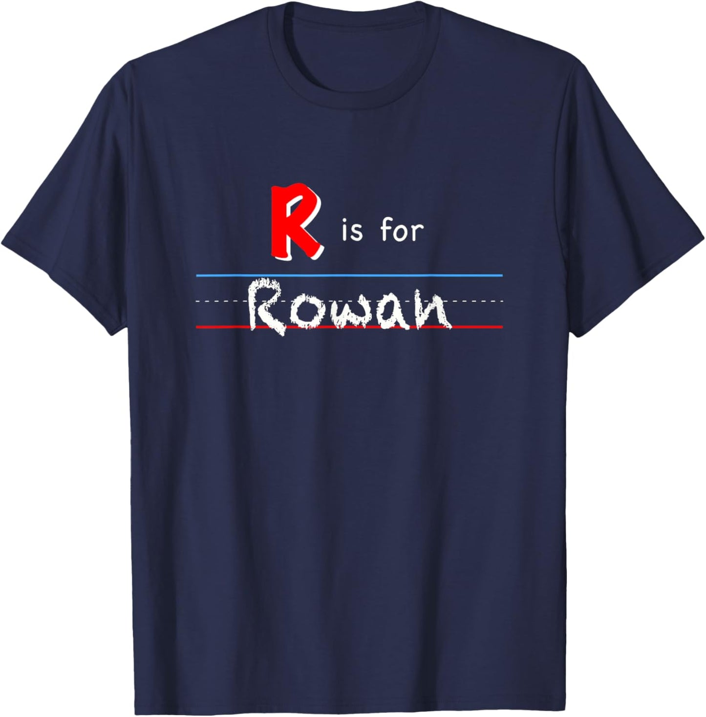 R Is For Rowan, boys custom personalized name kids school T-Shirt - T-Shirt | Navy