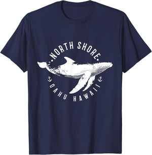 North Shore Uaho Hawaii Surfer Souvenir Whale Ocean Nautical T-Shirt - T-Shirt | Navy