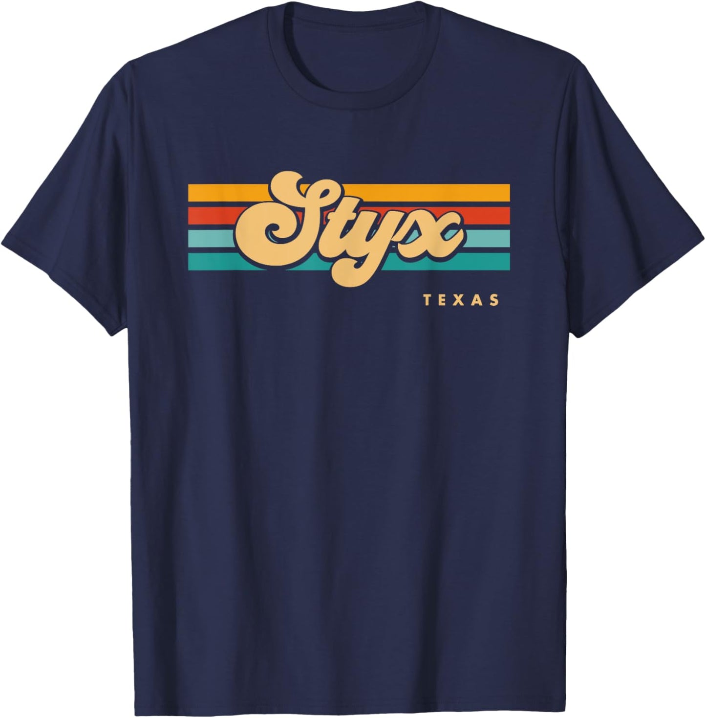 Vintage Sunset Stripes Styx, Texas T-Shirt - T-Shirt | Navy