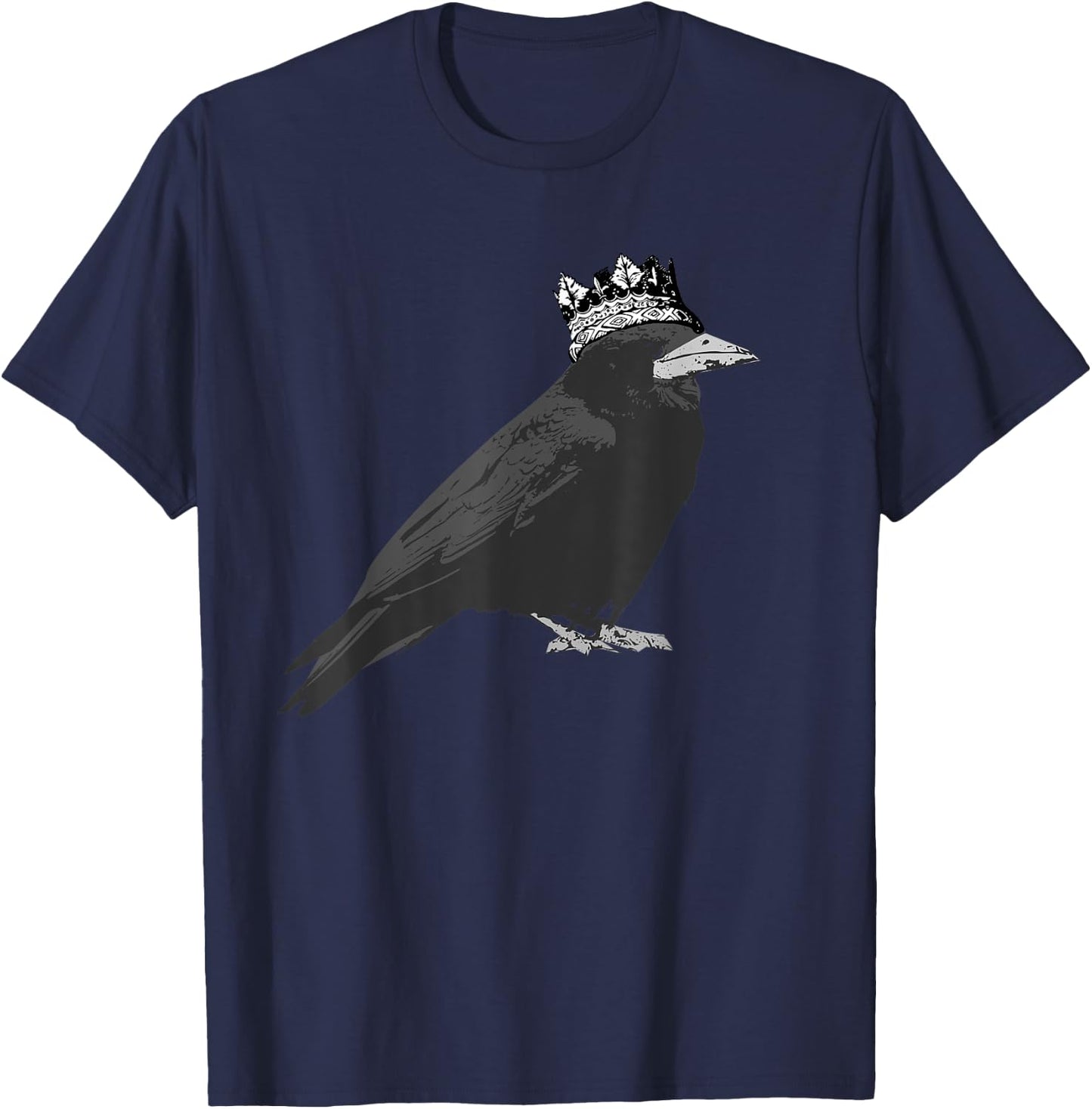 King Crow Raven with Crown Bird T-Shirt - T-Shirt | Navy