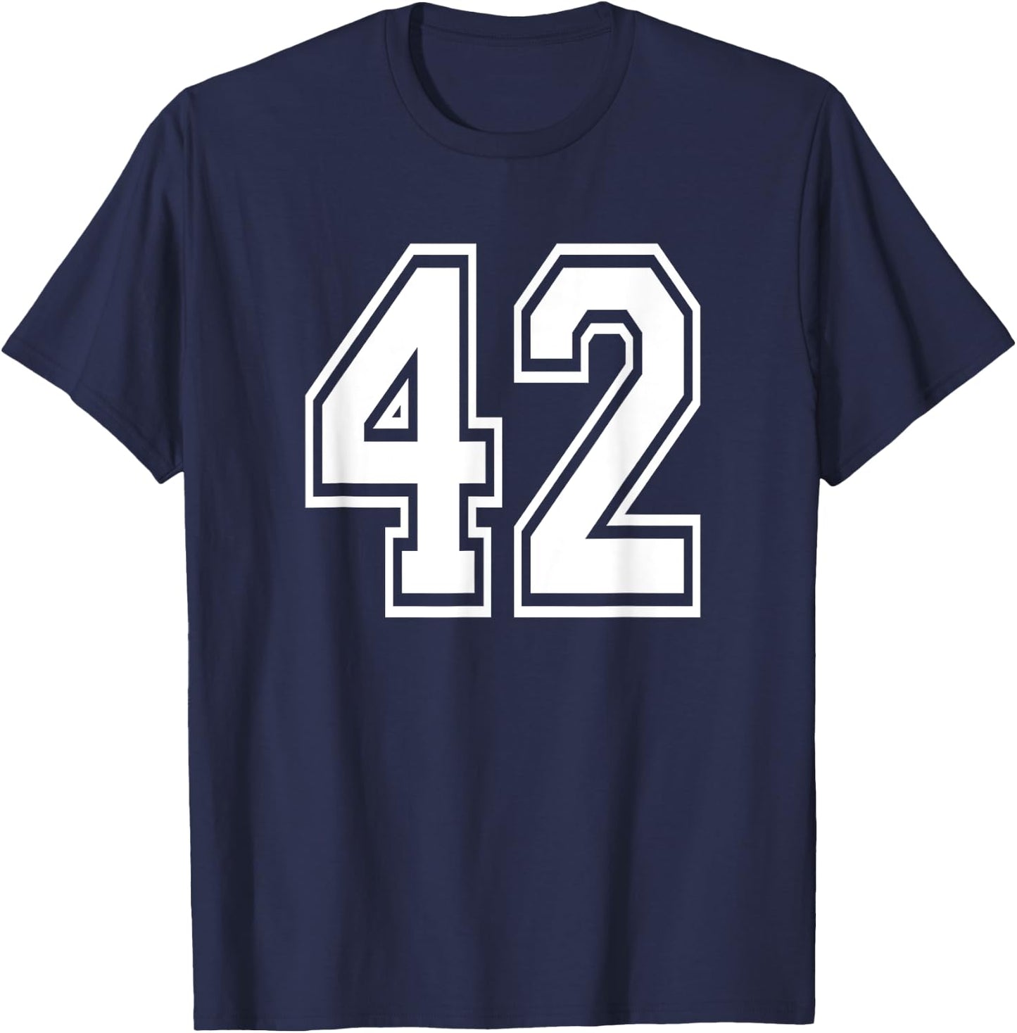 Number 42 Birthday Gift Sports Player Team Numbered Jersey T-Shirt - T-Shirt | Navy