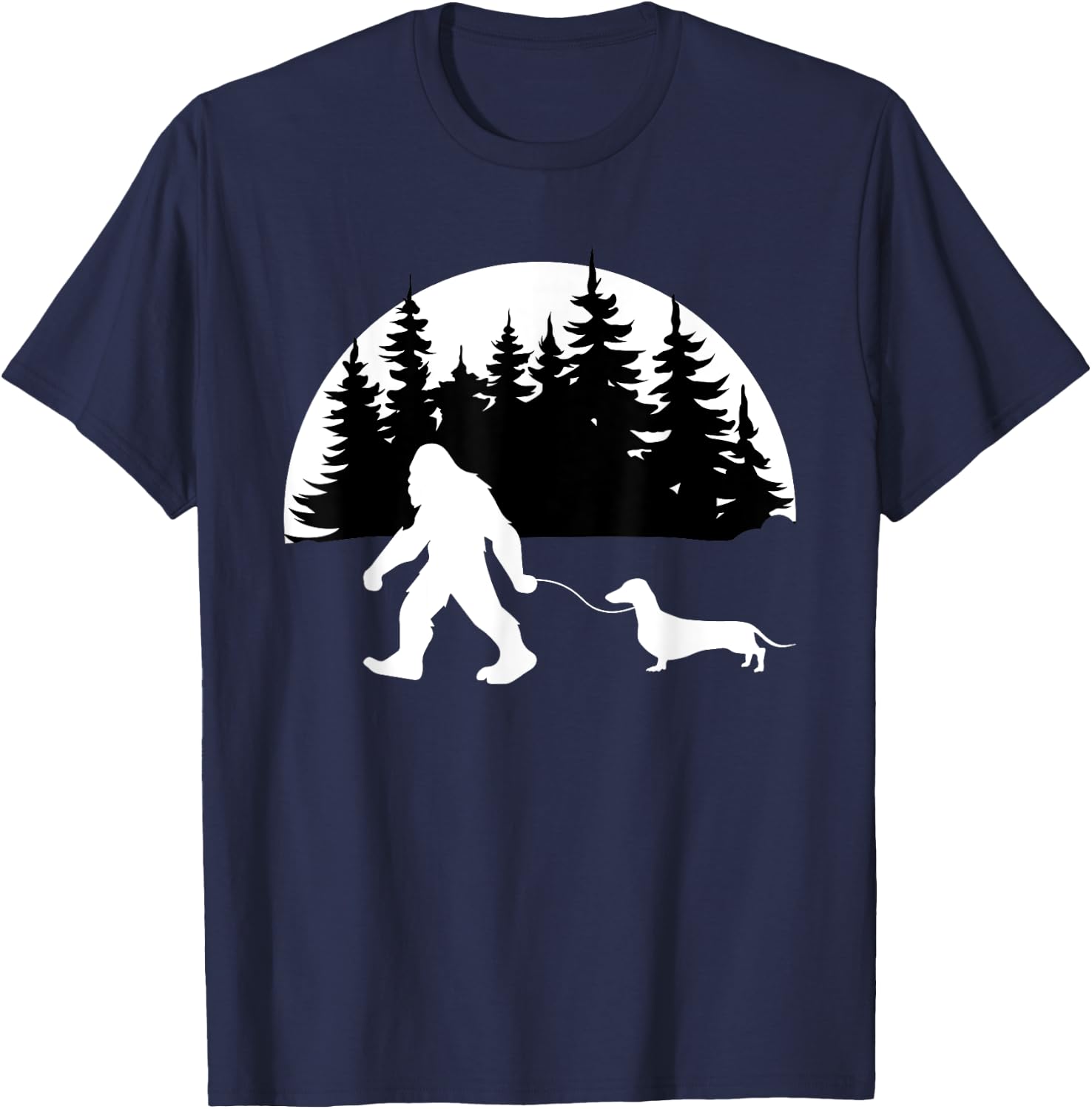 Funny Sasquatch Costume Wiener Dog Bigfoot Walking Dachshund Men Women Kids T-Shirt - T-Shirt | Navy