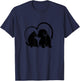 Cat and Dog with Heart Design Women Kids T-Shirt - T-Shirt | Navy