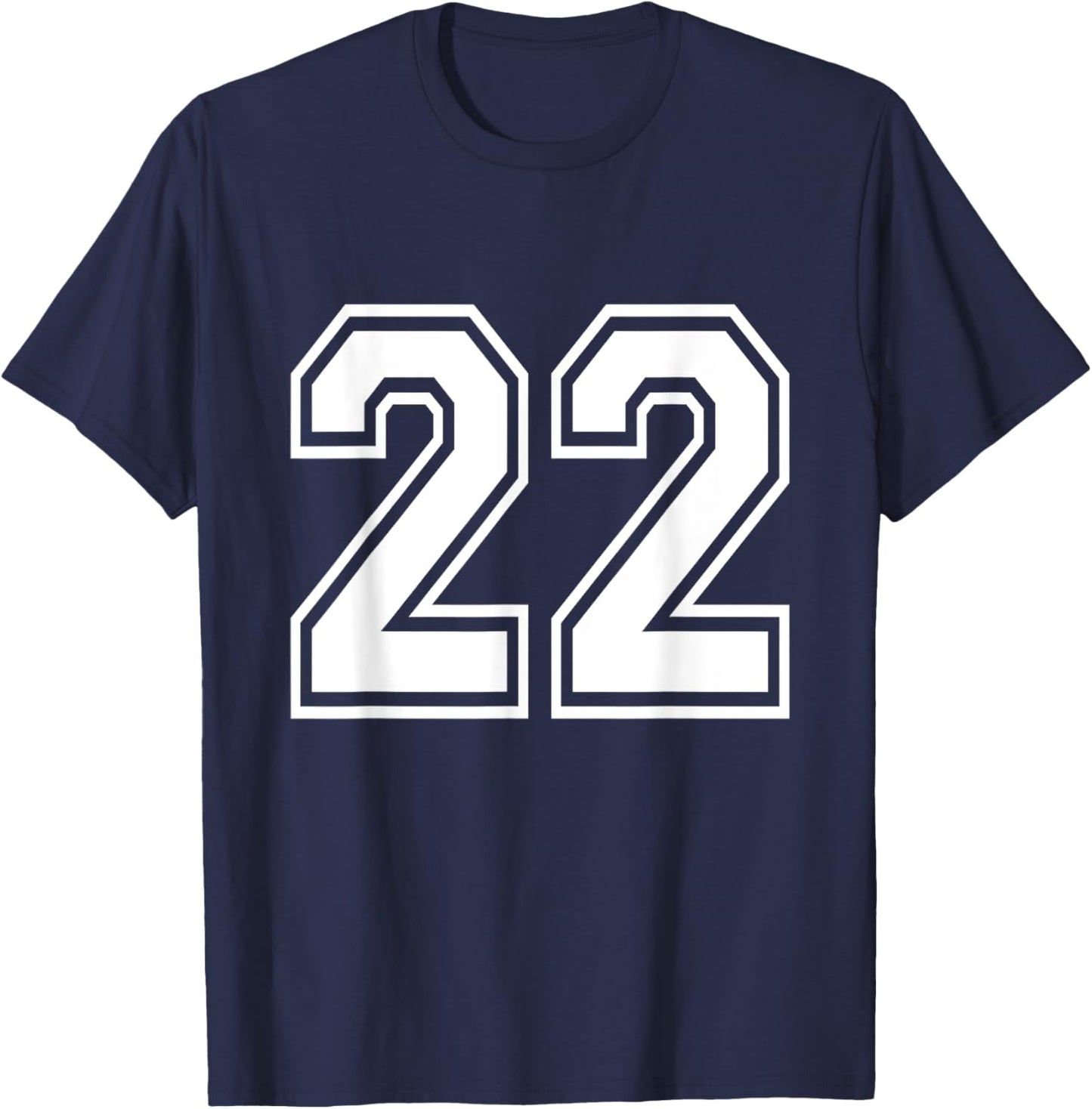 Number 22 Front + Back Varsity Sports Team 22nd Birthday T-Shirt - T-Shirt | Navy