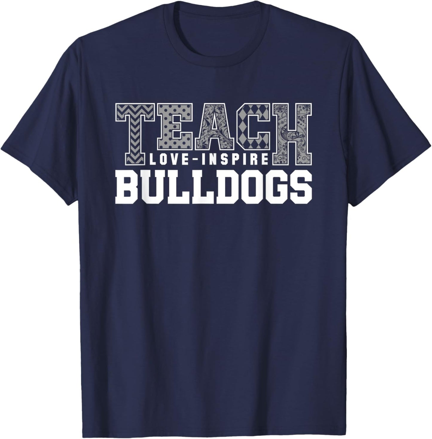 Bulldogs Kilgore Teach Love Inspire Slogan HS T-Shirt - T-Shirt | Navy