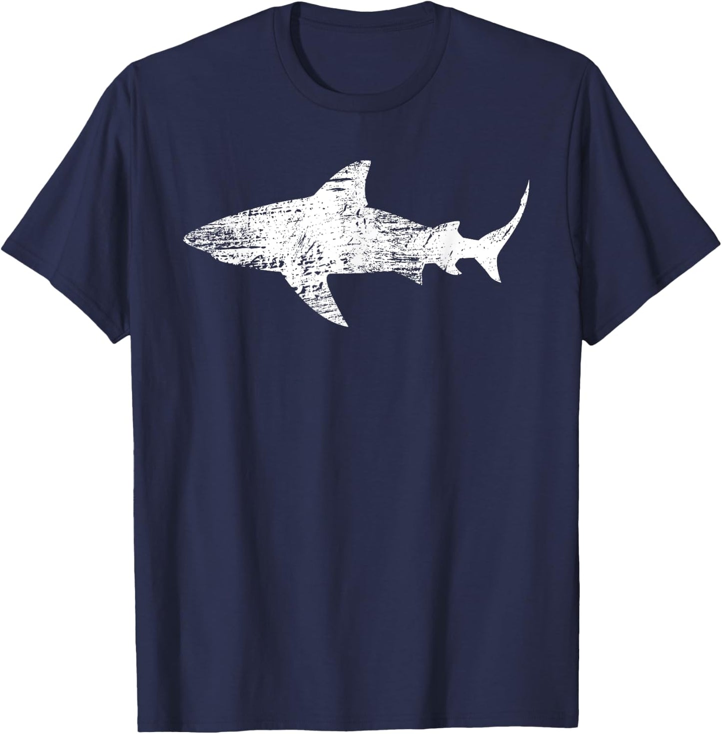 Vintage Shark Silhouette | Hammerhead Shark Tiger Shark T-Shirt - T-Shirt | Navy